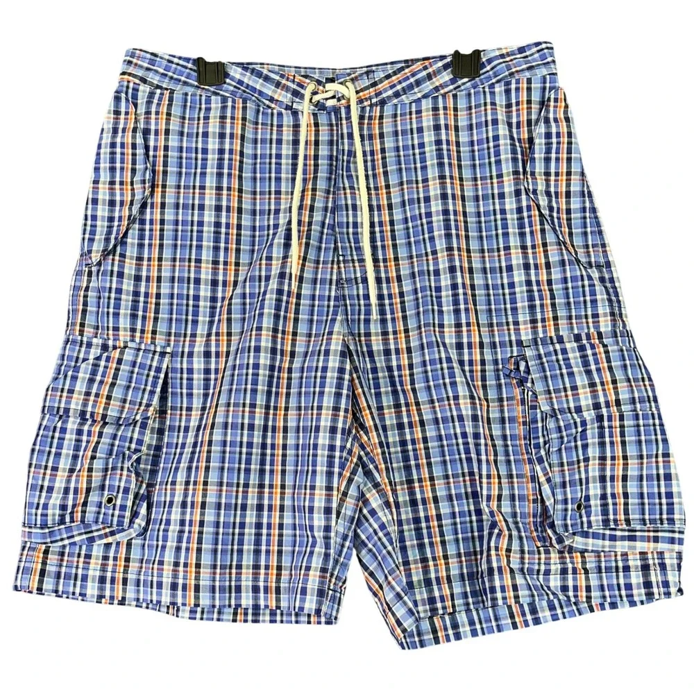 Polo Ralph Lauren Plaid Cargo Shorts Swim Trunks 34 Mens